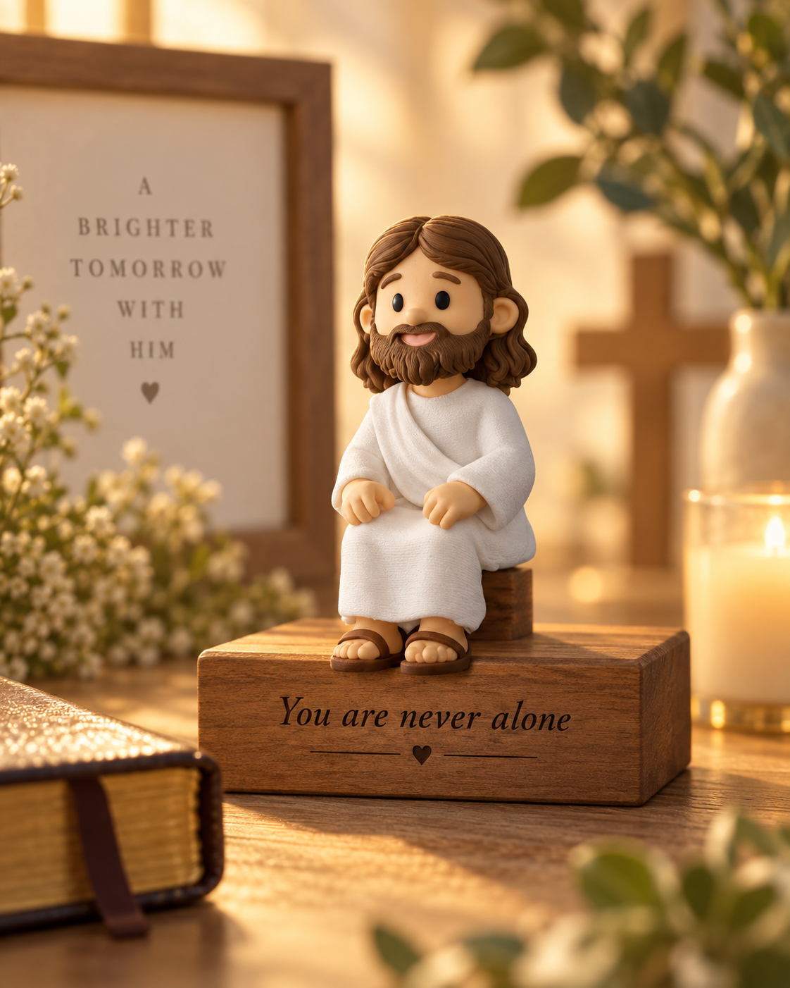 Pequeno Jesus em ambiente acolhedor